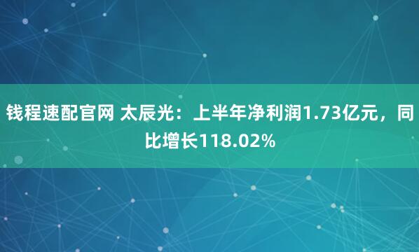 钱程速配官网 太辰光：上半年净利润1.73亿元，同比增长118.02%